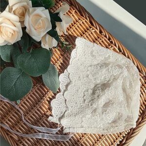 Baby Eyelet Lace Cotton Bonnet Christening Baptism Hat